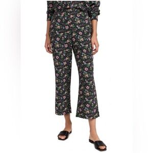 Hill House Floral cropped wide leg pants with side clasp and zipper
